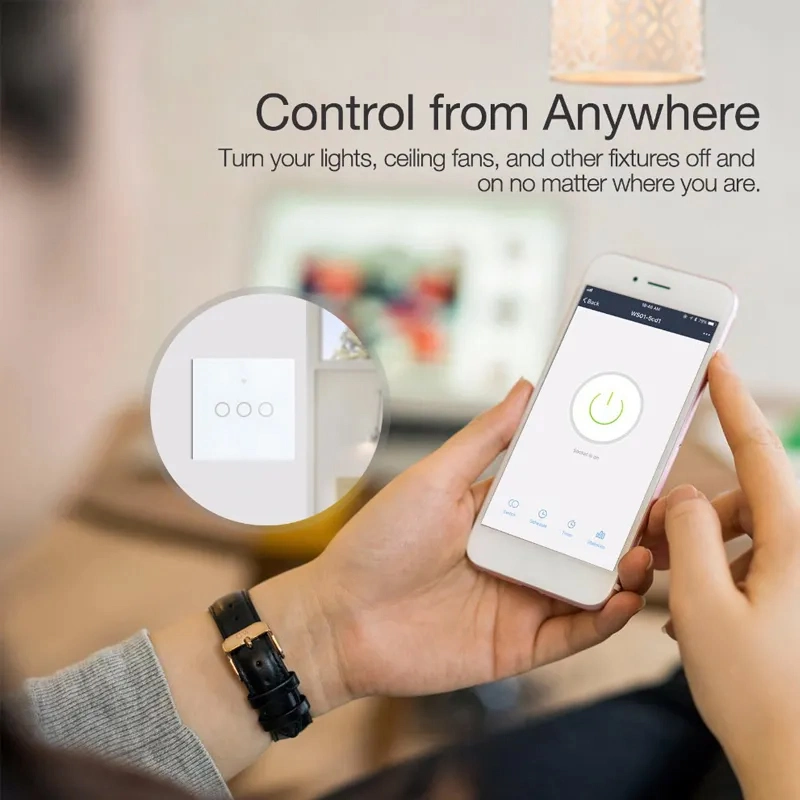 Interruptor táctil WiFi de 1 módulos estándar de la UE Alexa Light Smart Interruptor de inicio