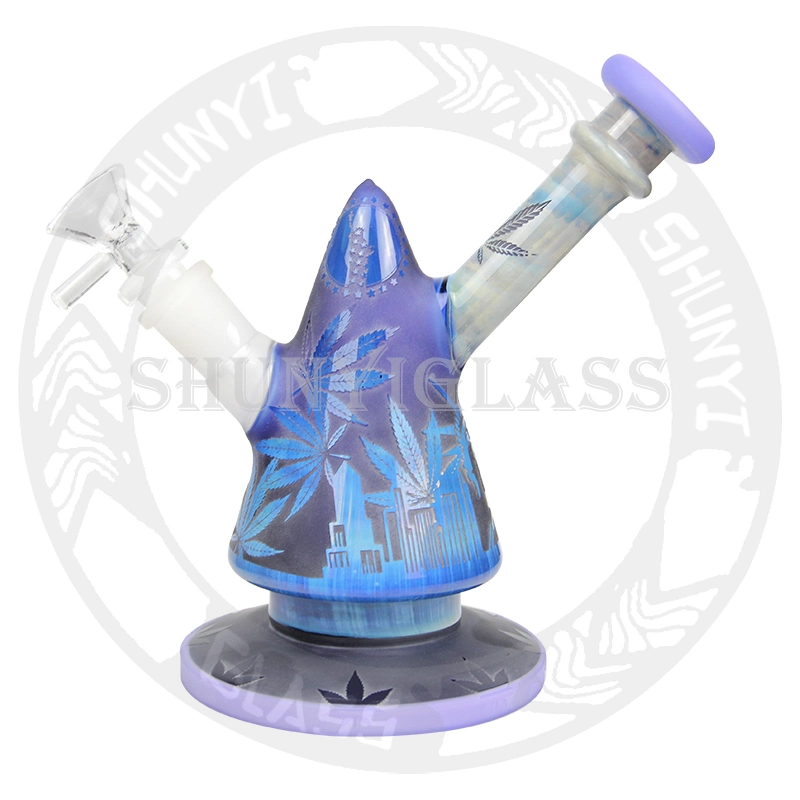 8 Inches Deep Sandblasting Craft DAB Rig Recycler Glass Water Pipe Smoke Pipes Tobacco Hookah Shisha Factory Wholesale/Supplier