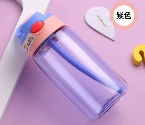 Venta caliente Personalización sin BPA plástico niños beber botella pared única Botella de agua con Sippy para niños