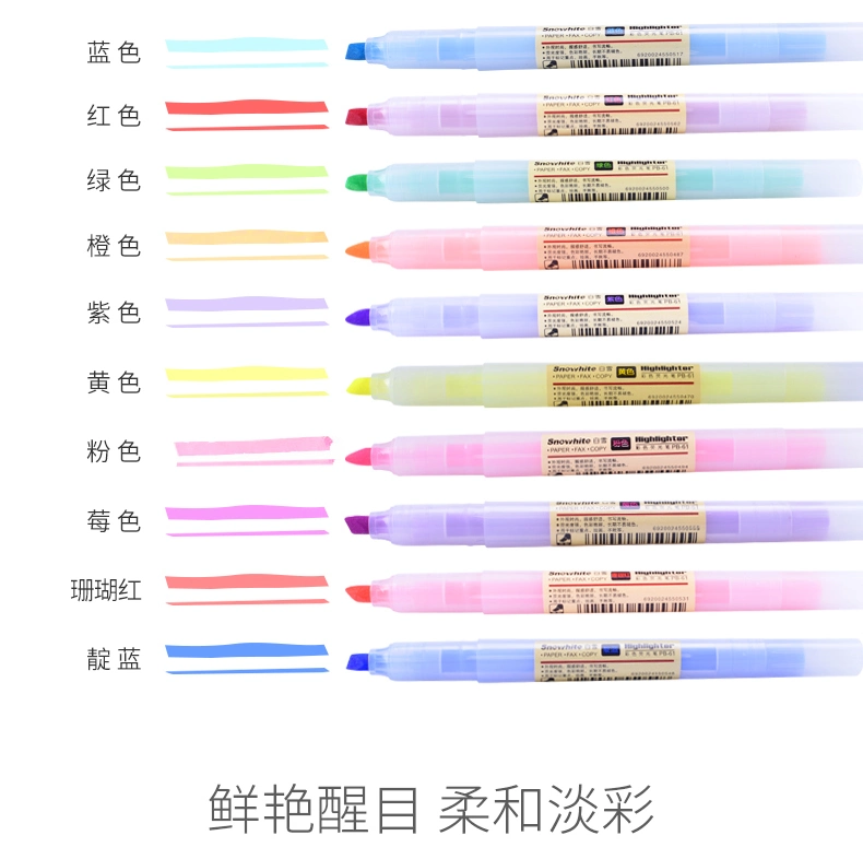 Stationery Office Supply Highlighter Assorted Color Vivid Color Pastel Color Pen