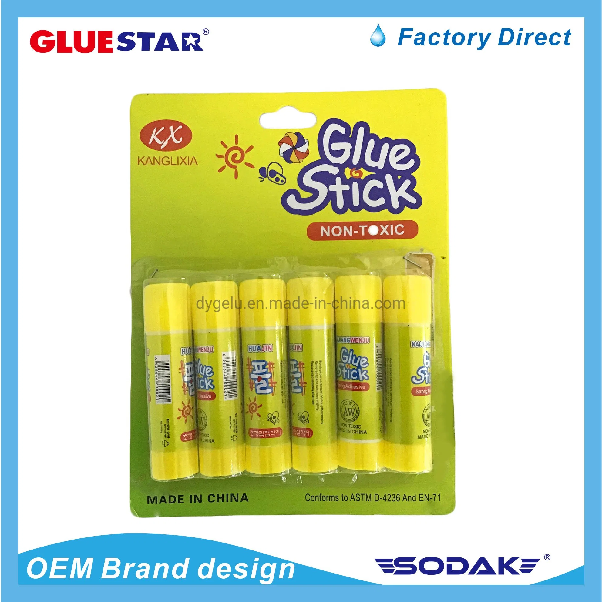 Pegamento blanco Stick 9g de sólido Stick de cola de estudiante para suministros de oficina