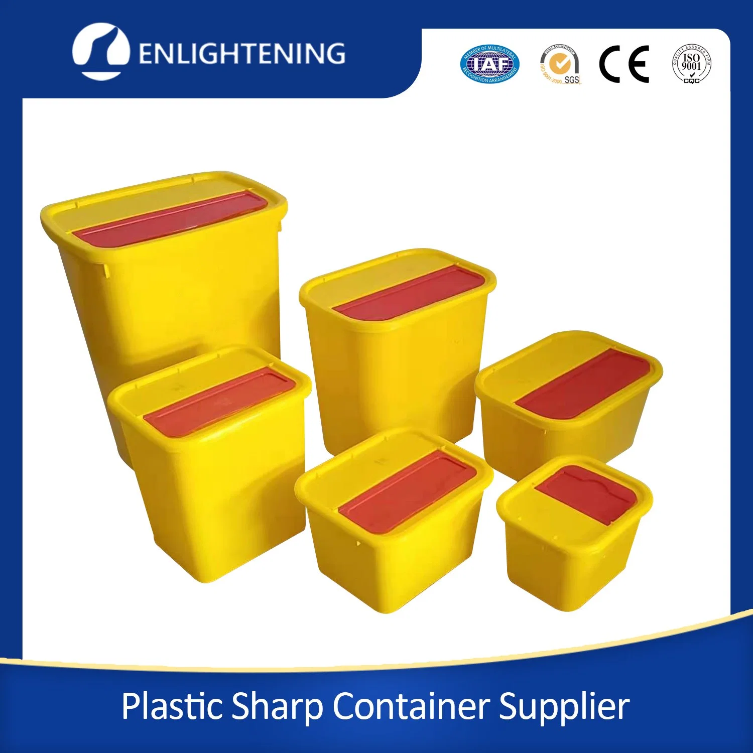 1L/3L/4L/5L/6L/8L/10L/15 Liter Yellow Red Waterproof Safety Plastic Disposable Needle Waste Biohazard Hospital Round/Squre Medical Sharp Container with Lid