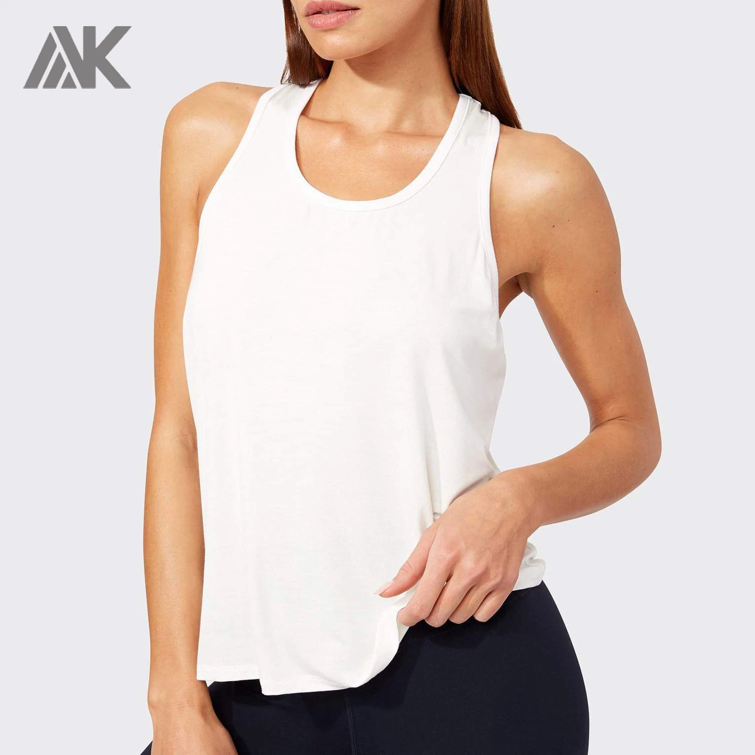 Custom Loose Cotton Twist Back Crew Neck Womens Athletic Works Tank Top