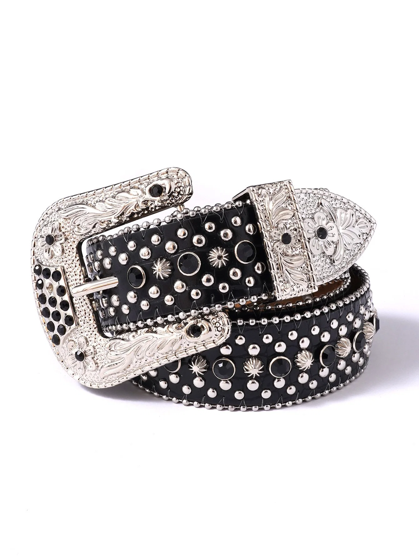 New Style Fashion Women Design Cintos Strass Western Crystal Rhinestone Leather PU Ladies Snake Buckle Diamond Belt