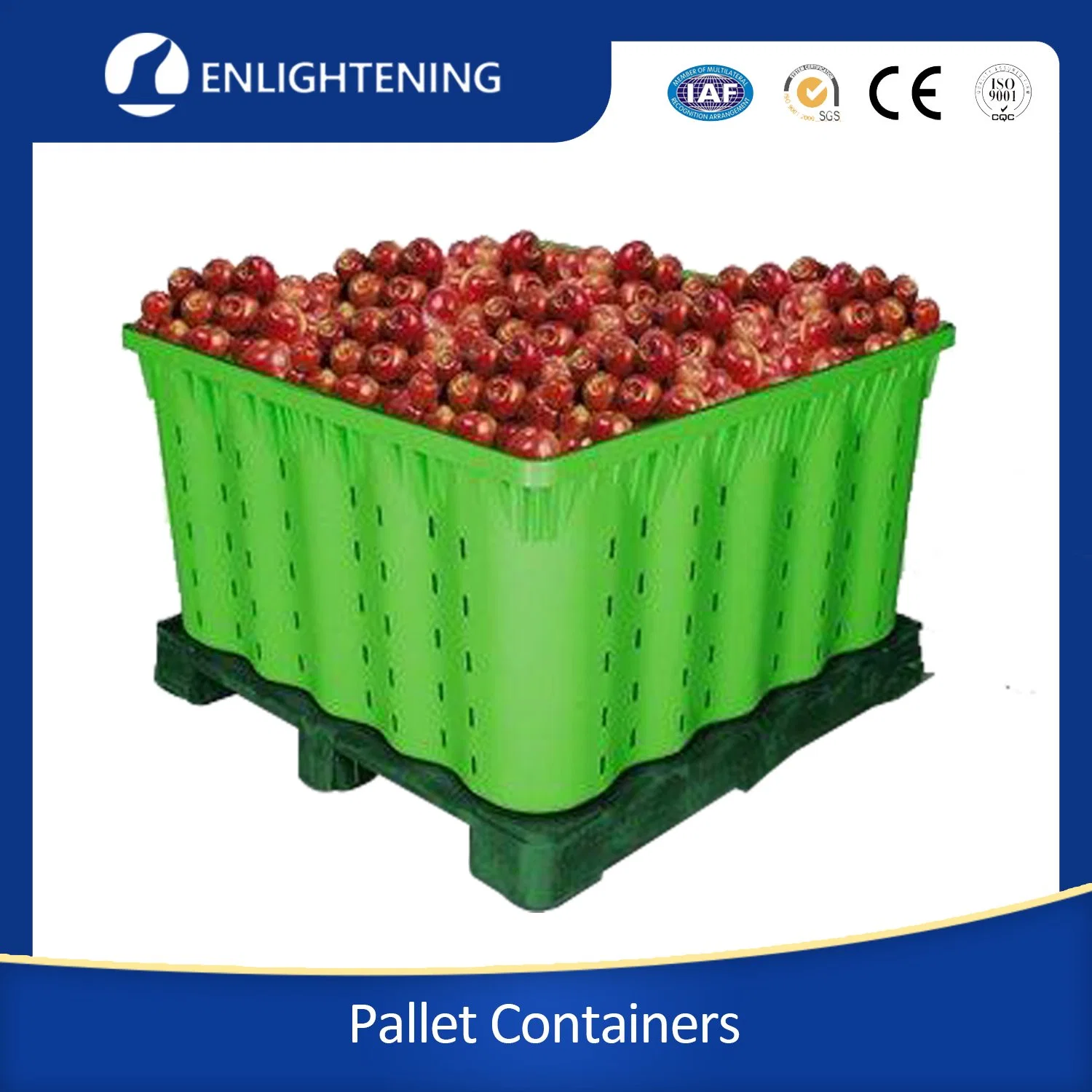 Australian Design 1165 X 1165mm Nestable High Quality Food Grade 780lt Square Container with Plastic Pallet