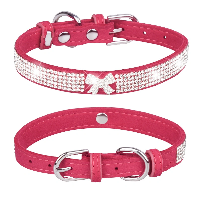 Стражи PET Dog Collars регулируемые Sparcly Crystal studed Leather PET Воротник для маленькой и средней собаки