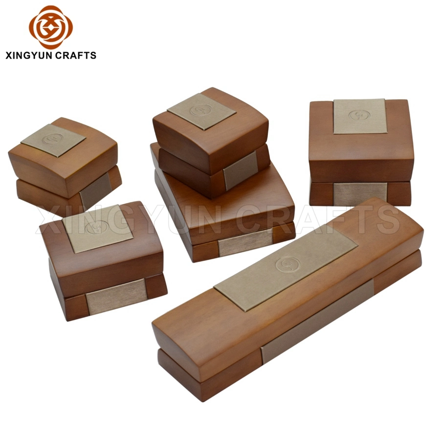 Luxus Walnuss Holz Schmuck Set Paket Box Brown Lack Malerei Aufbewahrungsbox Für Schmuckkästchen