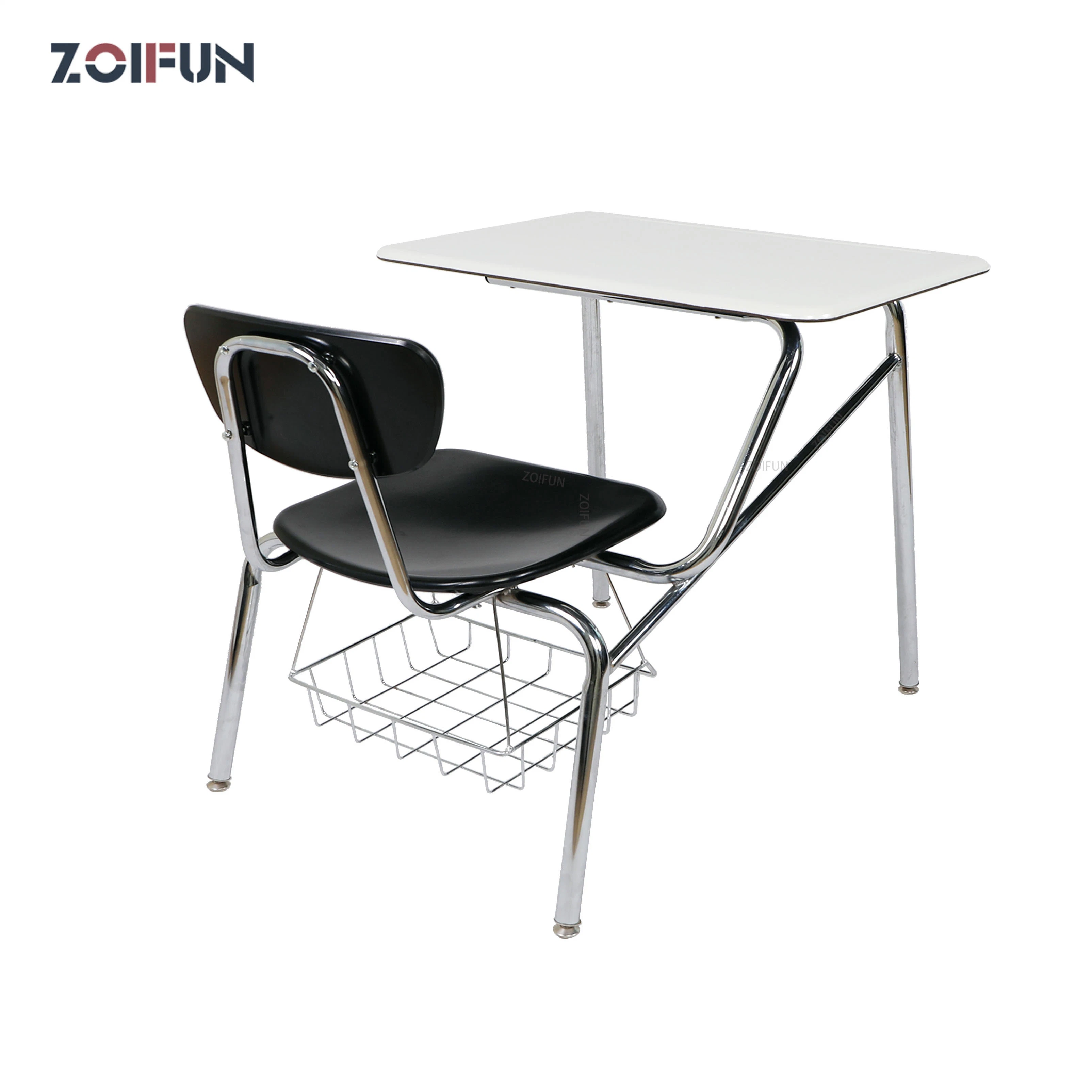 Mobilier scolaire moderne Ensemble de table et de chaise en plastique dur pour les étudiants du lycée qui étudient.