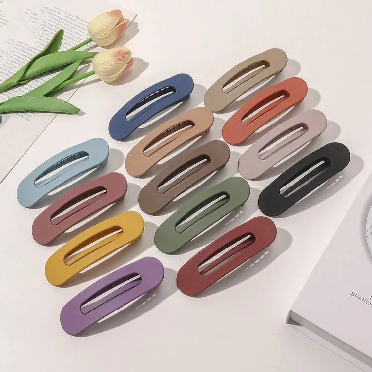 Coreano Color sólido Frosted Elliptic Hair Pins Señoras elegantes peinados Accesorios para pinzas de pelo grandes mate para mujeres