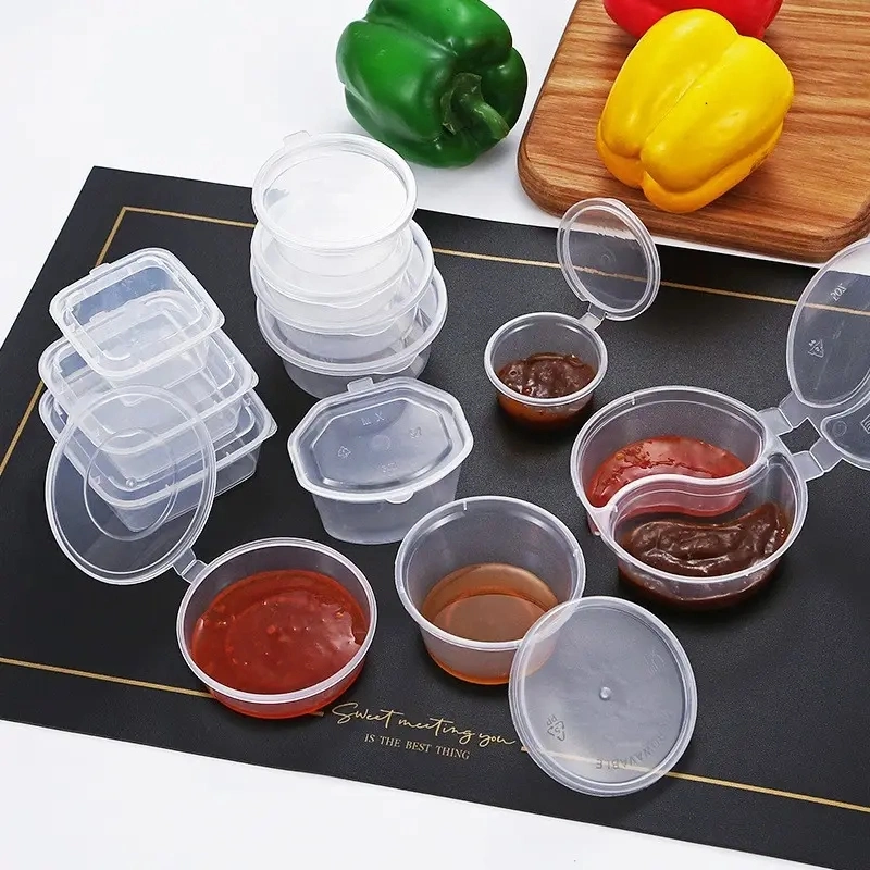 1 2 2.5 3 4 6 8 10oz desechables de plástico tazas de salsa con tapas parte PP tazas con tapas Souffle taza con tapa