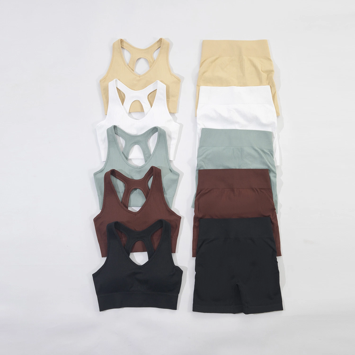 Woman Seamless Sport Gym Wear Good Quality 6 PCS Set Fitness Set Custom Logo Solid Colors Yoga Suit