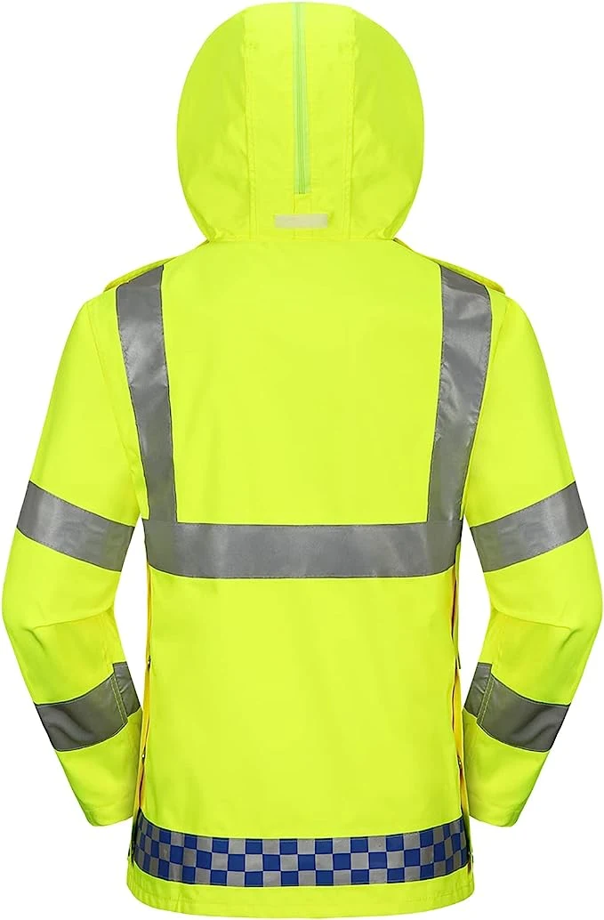 Reflective Safety Jacket for Men & Women High Visibility Rain Jacket Waterproof Raincoat Anti-Storm