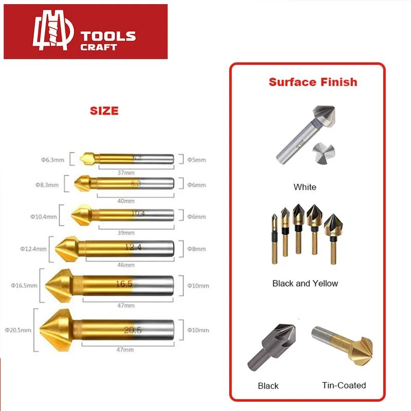 3 PCS Flute HSS Countersink Drill Bit for Metal Drilling