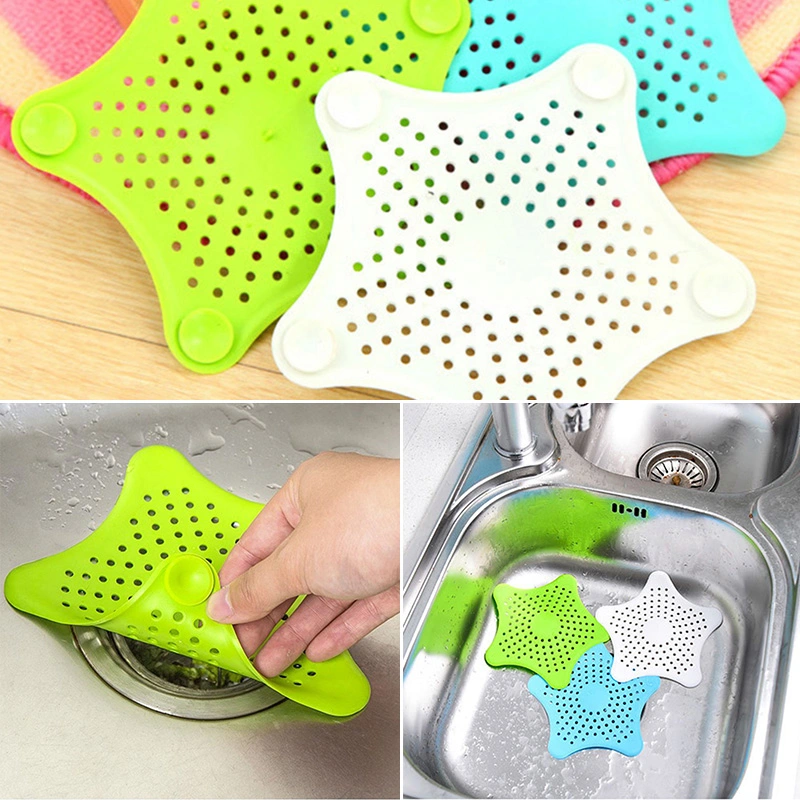 Kitchen Silicone Colorful Star Sink Filter Bathroom Sucker Floor Drains