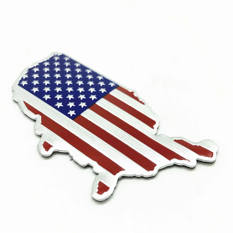 3D Auto Part Aluminum USA Flag Emblem Badge Logo Car Sticker American Map Waterproof Decal for Car Body Window Motorcycle Home Decoration