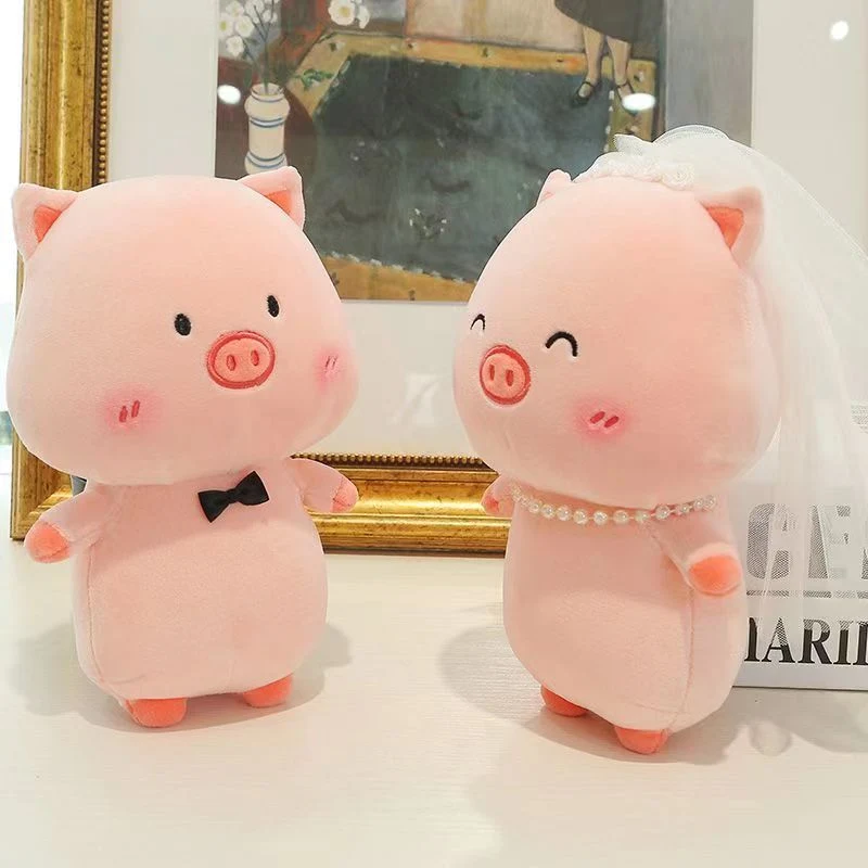 Doll Peluche lindo Coche de juguete jefe vestido de novia Piglet couple couple Doll Don