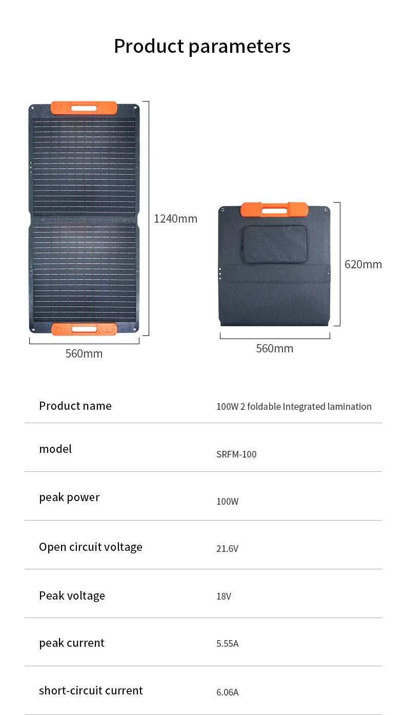 Jinko Portable Solar Panel Foldable 100W USB Charger DC Port Polycrystalline Silicon Waterproof and Camping Soft Solar Panel