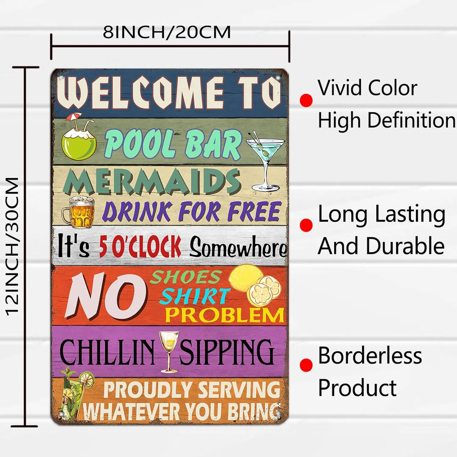 Super Durable Vintage Metal Sign Welcome to Our Pool Bar Tin Sign Vintage Pool Signs