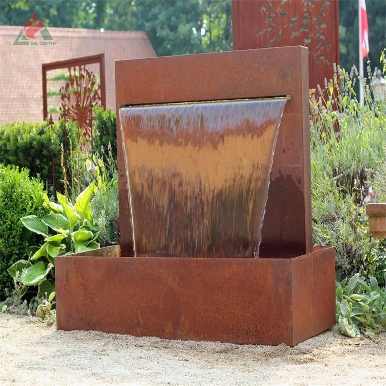 Garden Decoration Free Standing Water Fall Corten Steel