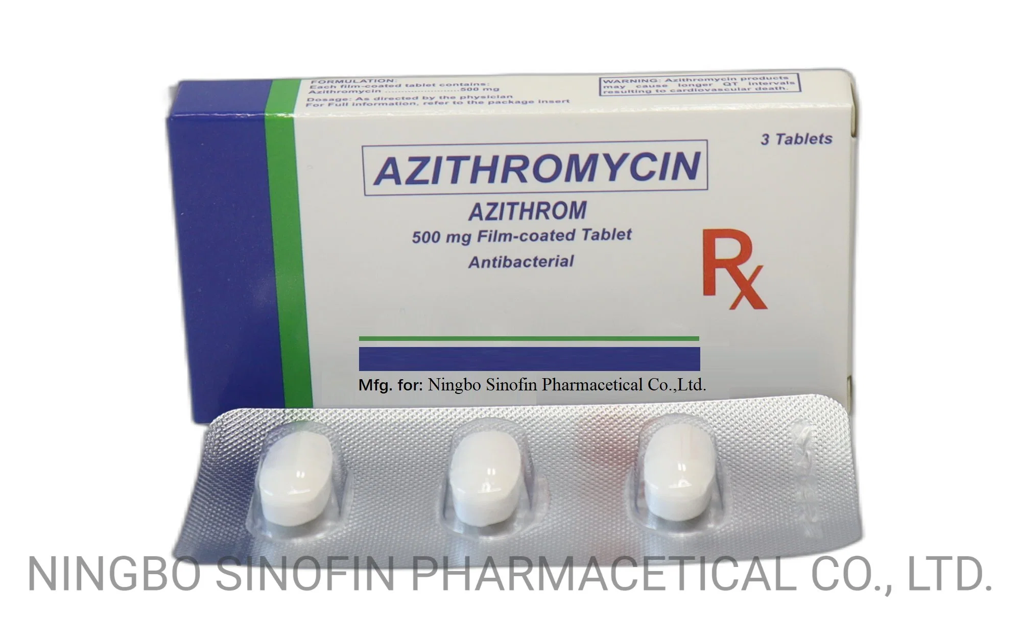 GMP Pharmaceutical Medicine 0.25g, 0.5g Azithromycin Tablet