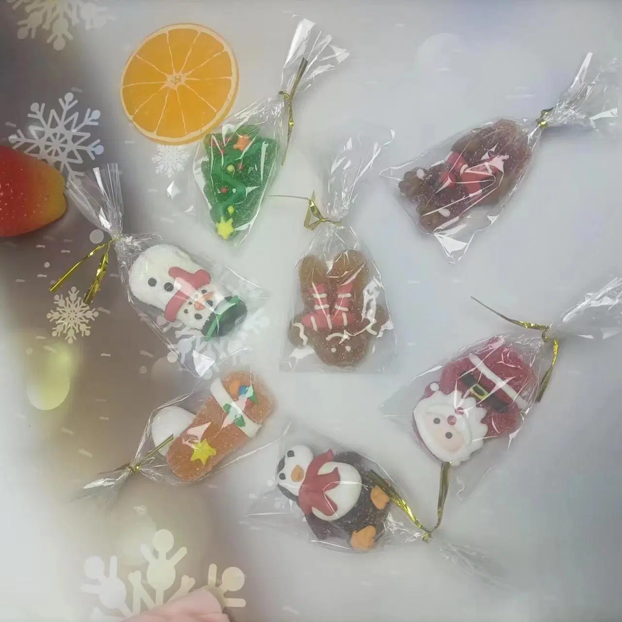 نكهات الفاكهة المختلطة هلام بوبص الحلوى اللذيذة إلى حلوى عيد الميلاد