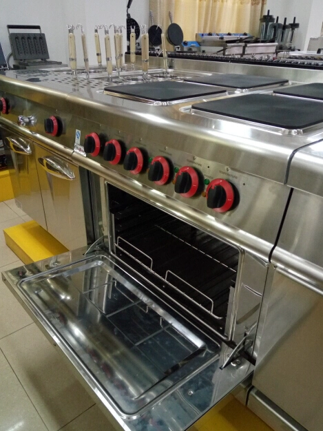 Gama de cocina comercial eléctrica con horno combinado de placa caliente cuadrada Comercial eléctrico