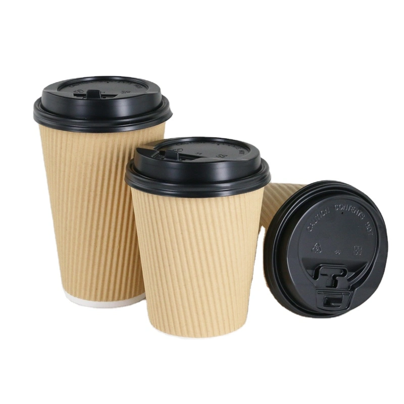 Großhandel/Lieferant Drucken mehrere Farben und Größen Einwand Einweg-Papier Cups Customized Hot Coffee Paper Cup mit Ärmeln und Deckel Hergestellt in China