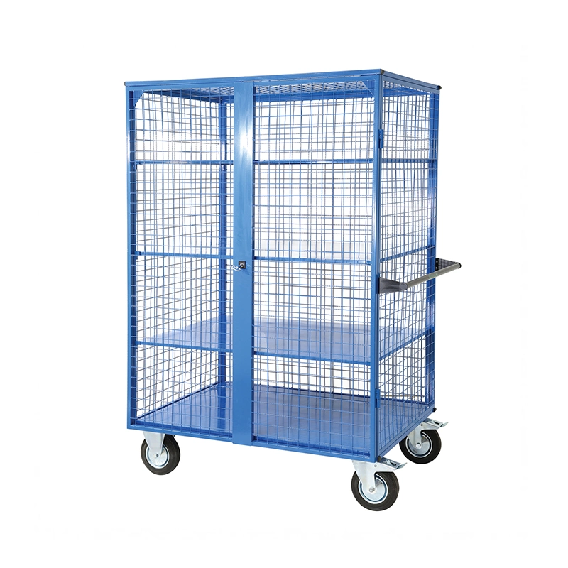 Chinese Furniture Manufacturer Hospital Cleaning Warehouse Metal Stainless Steel Workshop Folding Picking Dirty Roll Cart Laundry Cage Trolley