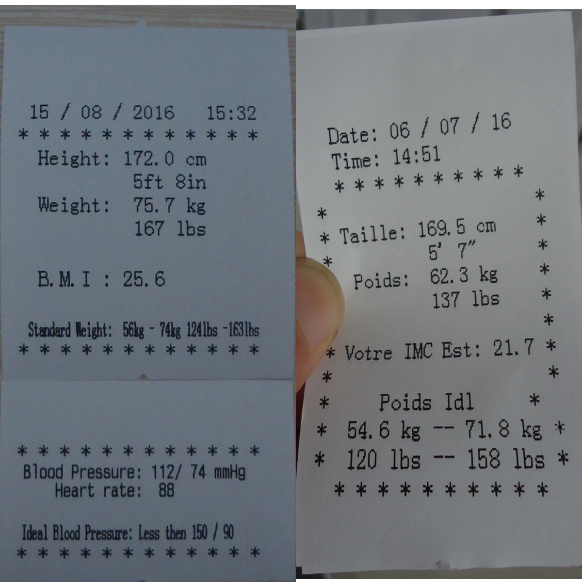 Spanish Language Blood Pressure Body Weight and Height Scale for Gym