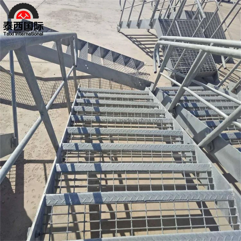 Metal Outdoor Galvanized Stair with Balustrades & Handrails Industrial Safety Steel Ladder