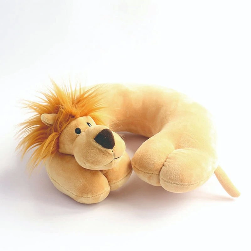 China Factory Soft Plush Lion Head Stuffed U-Shaped Neck Pillow for Kids