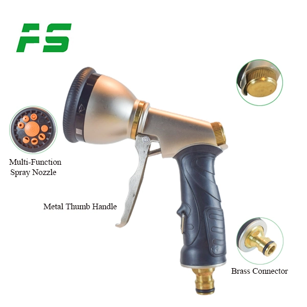 High Pressure Hand Sprayer Heavy Metal Zinc Alloy Water Hose Nozzle 9 Spray Patterns Garden Hose Nozzle with Flow Control