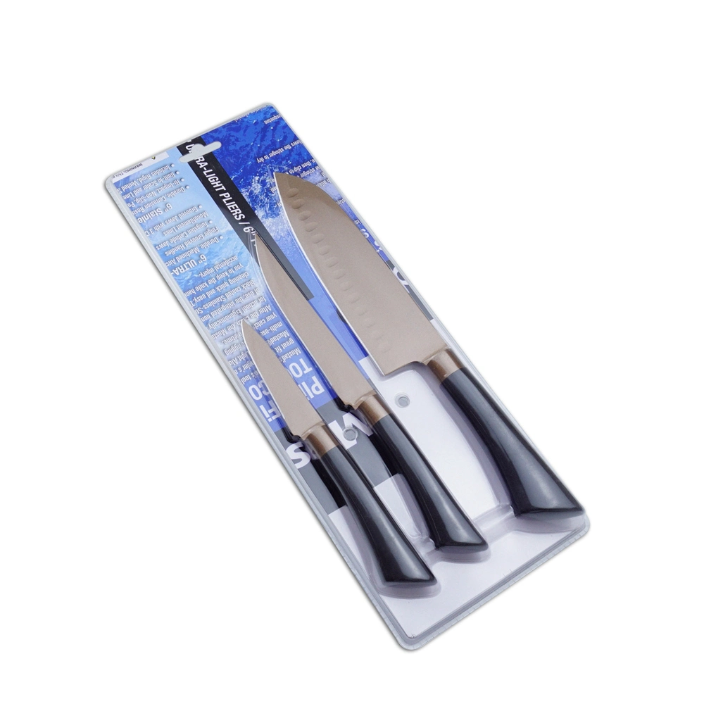 3-tlg. Antihaft Küchenmesser Set in Blister Card Verpackung