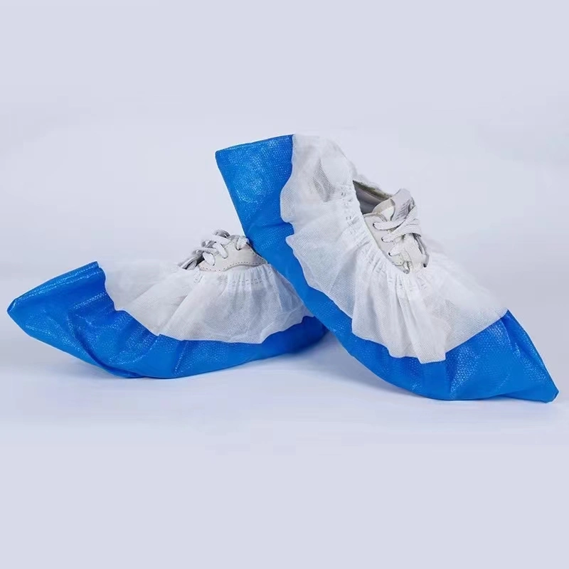 Waterproof Shoe Cover Laboratory Use Blue and White PP+CPE Shoe Cover