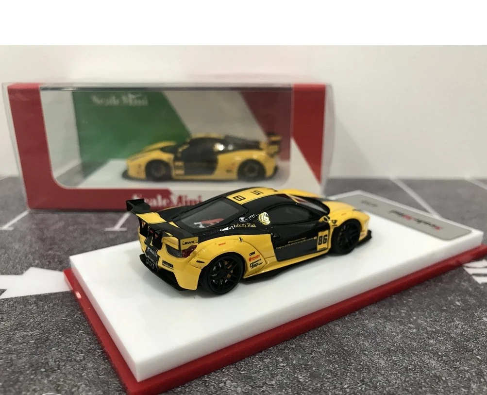 Scalemini 1/64 Lb Ferrari 458 Gt Wing Yellow/Black Resin Model Car