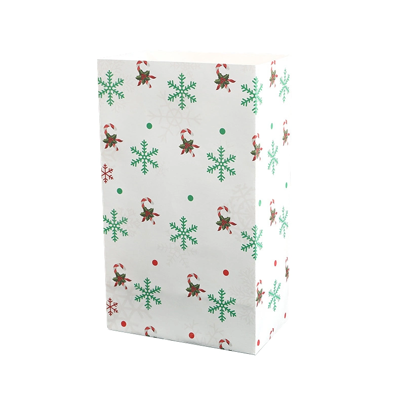 Saco de oferta de papel cookie de Natal com fundo quadrado e boca plana sem Pega o saco de noivas de aniversário para a festa unir-se