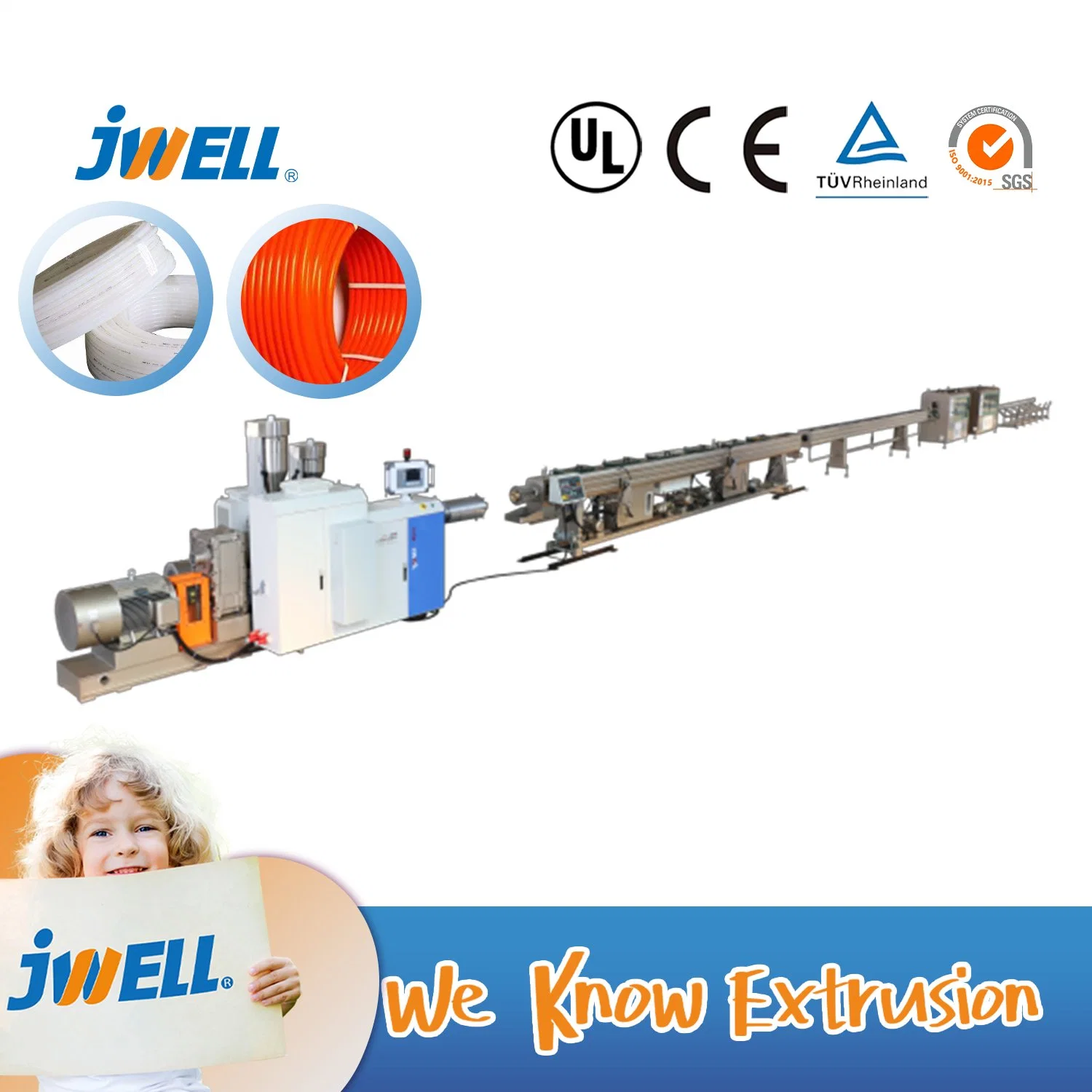 Jwell PE-X Pipe Machine Plastic Heatingcoil Tube Extruder for Industrial Transportation