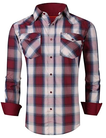 Fashion Special Design Men Casual Button Down Regular Fit Plaid Shirt