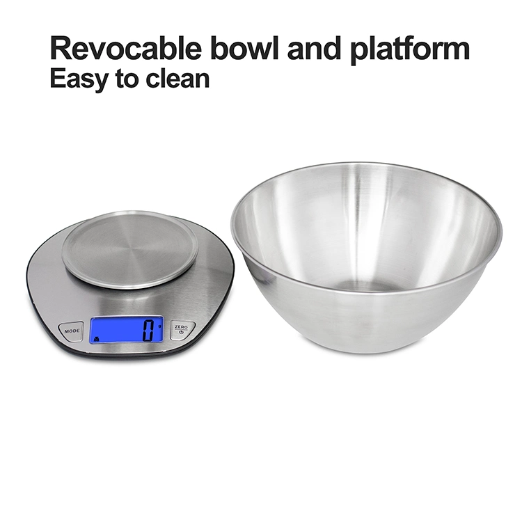 5kg Digital Weighing Stainless Steel Kitchen Food Scale with Bowl