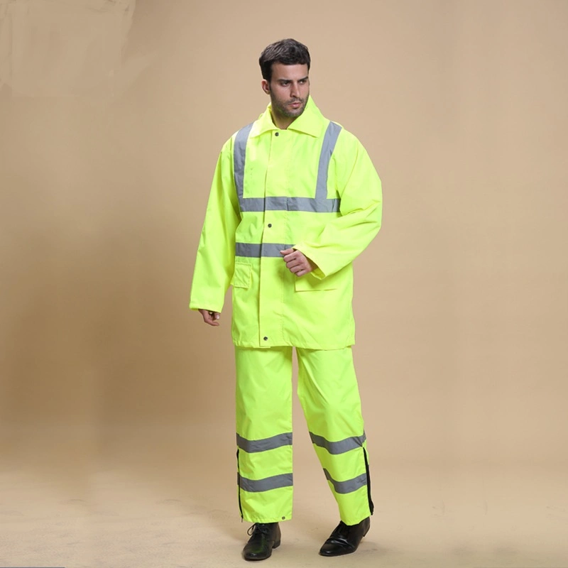 Factory Produce Safety High Visibility Reflective Raincoat Traffic Workwear Uniform Set