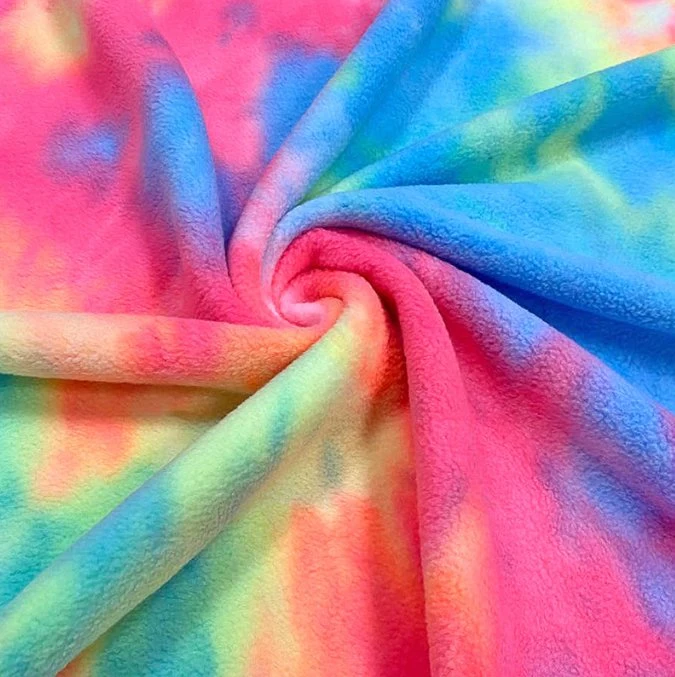 100% Polyester Tie Dye Polar Fleece, Hand Dying Textile