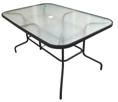 Outdoor Rectangle Steel Glass Table/Patio Glass Table