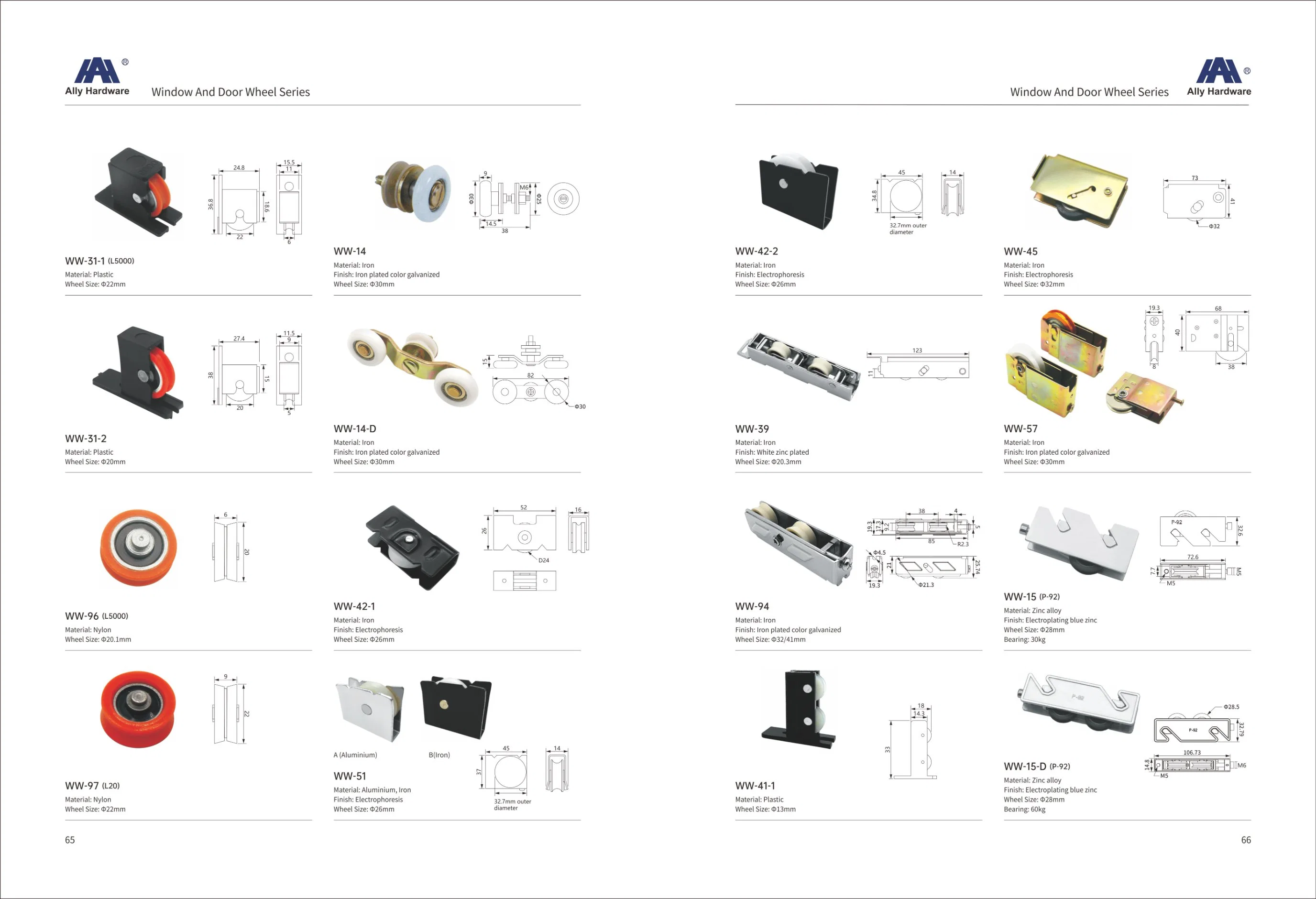 OEM U Groove Iron Shell Nylon L3000 Window Trolley Door & Window Rollers for North America