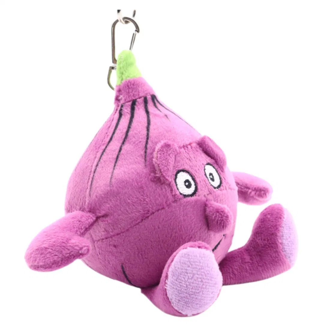 Custom mignon drôle de légumes des jouets en peluche doux petit oignon violet assis court clip Key Ring 16cm Sac farcies de chaîne de clé