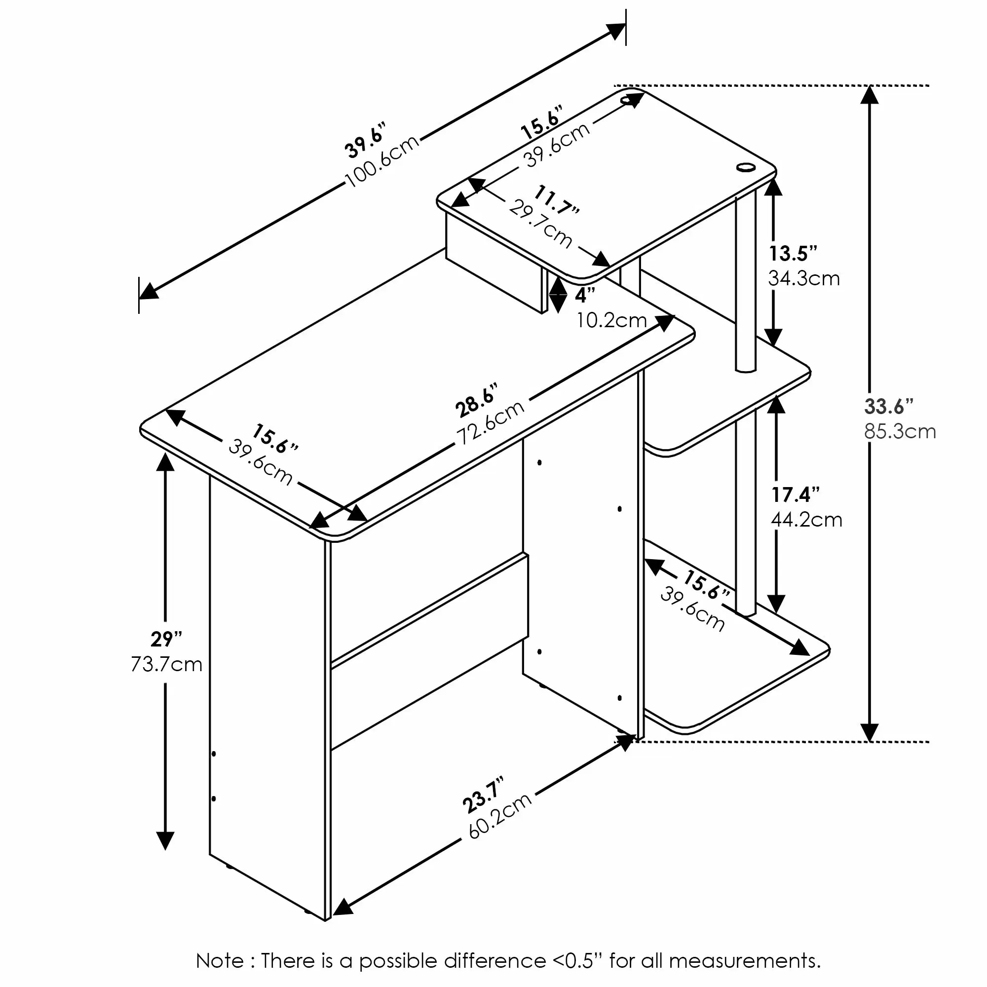 Effizienter Heim Laptop Computer Tisch mit quadratischen Regal