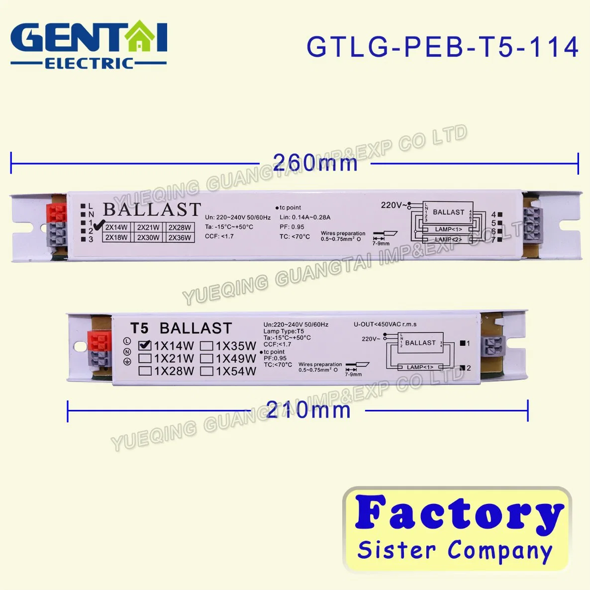 T5 1*14W Ballast électronique pour lampe germicide UV Lampe UVC