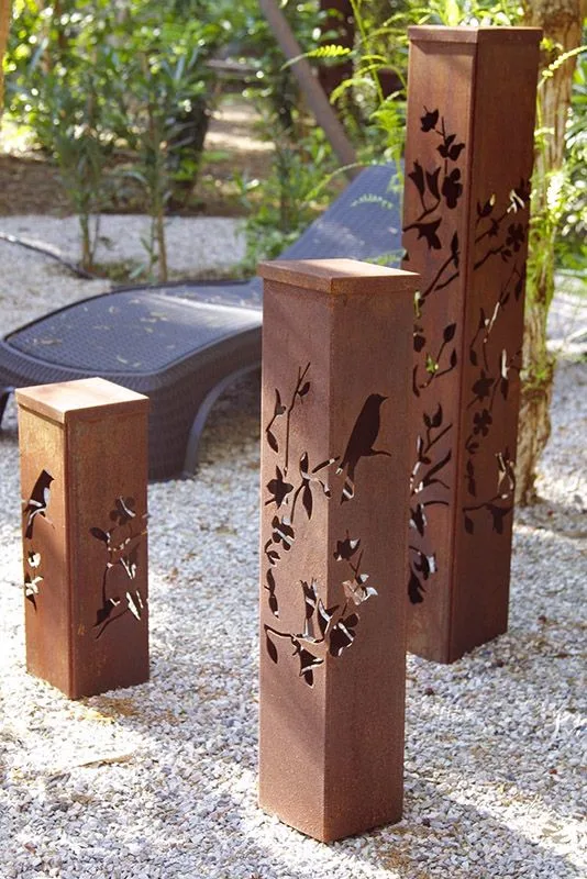 Rusty Slot 800mm Corten Steel Illuminated Bollard with Oxidised Iron Finish