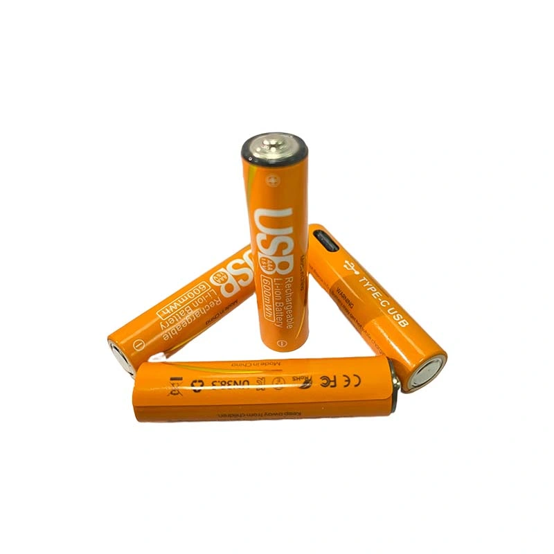 1,5V Batterie au lithium rechargeable rapide de 600mWh AAA/LR03 avec port USB de type C.