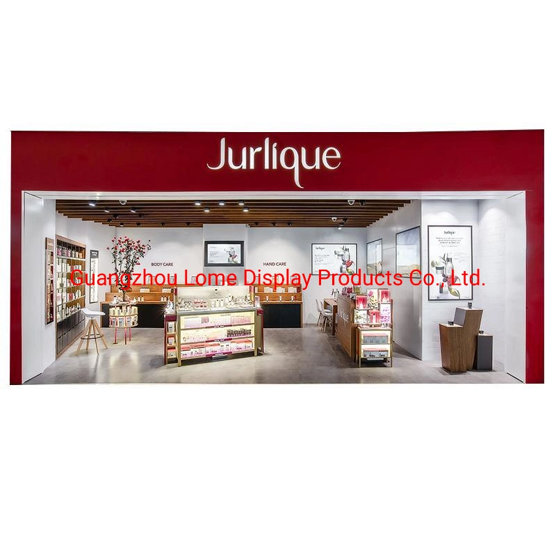 Cosmetic Display Stand Shopping Mall Makeup Stand Rack Design Wooden Shelving