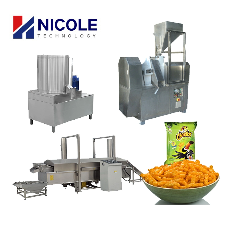 Eco-Friendly Kurkure Cheetos Niknak Making Machine Extrusion Fried Pellet Snacks Processing Line